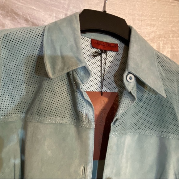 Nicola Berti perforated light suede jacket size L, read comments, NWT w/defect - Picture 5 of 9